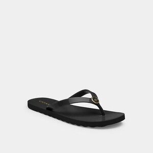 Coach Black Gold Logo Jelly Flip Flops
